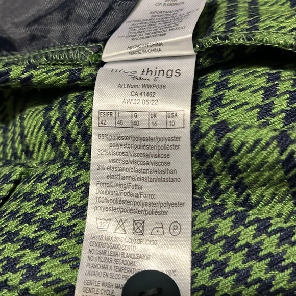 Anthropologie Nice Things, green/navy houndstooth slacks pants 10, 42, Med nwot - Picture 11 of 11